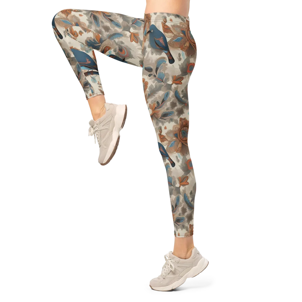 Cobalt Aviary on Leggings — Left