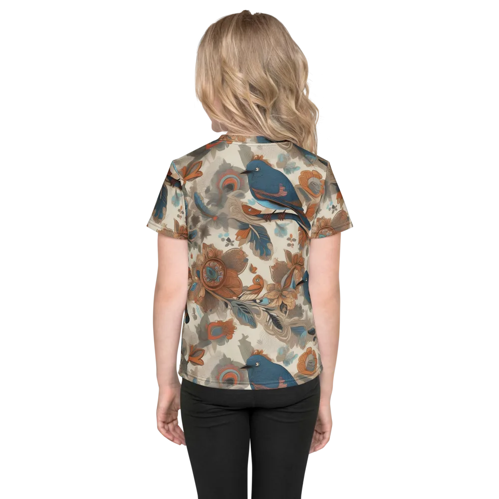Cobalt Aviary on Kids Crew Neck T-Shirt — Back