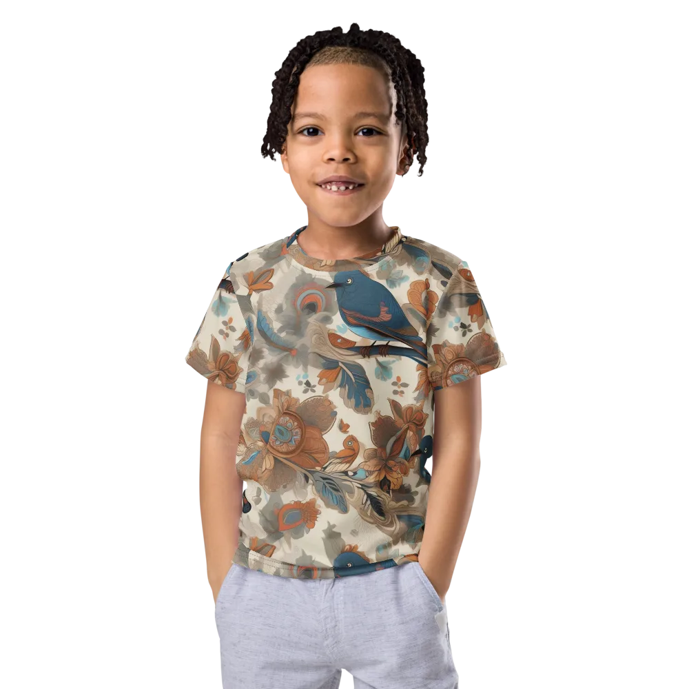 Cobalt Aviary on Kids Crew Neck T-Shirt — Front