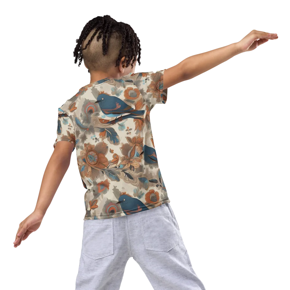 Cobalt Aviary on Kids Crew Neck T-Shirt — Back