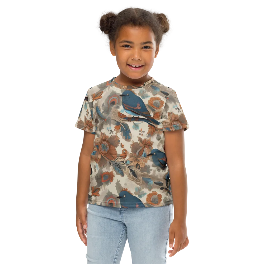 Cobalt Aviary on Kids Crew Neck T-Shirt — Front