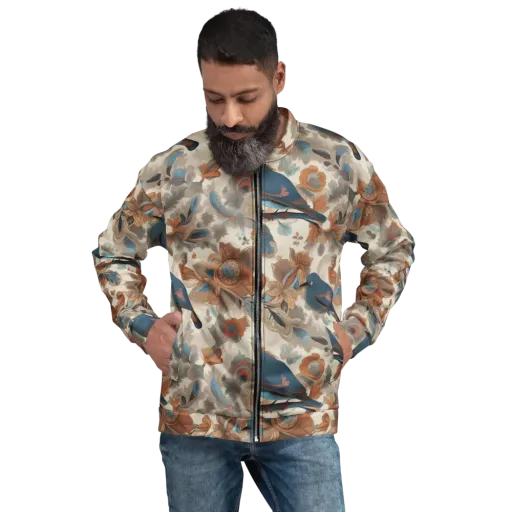 Cobalt Aviary on a Bomber Jacket