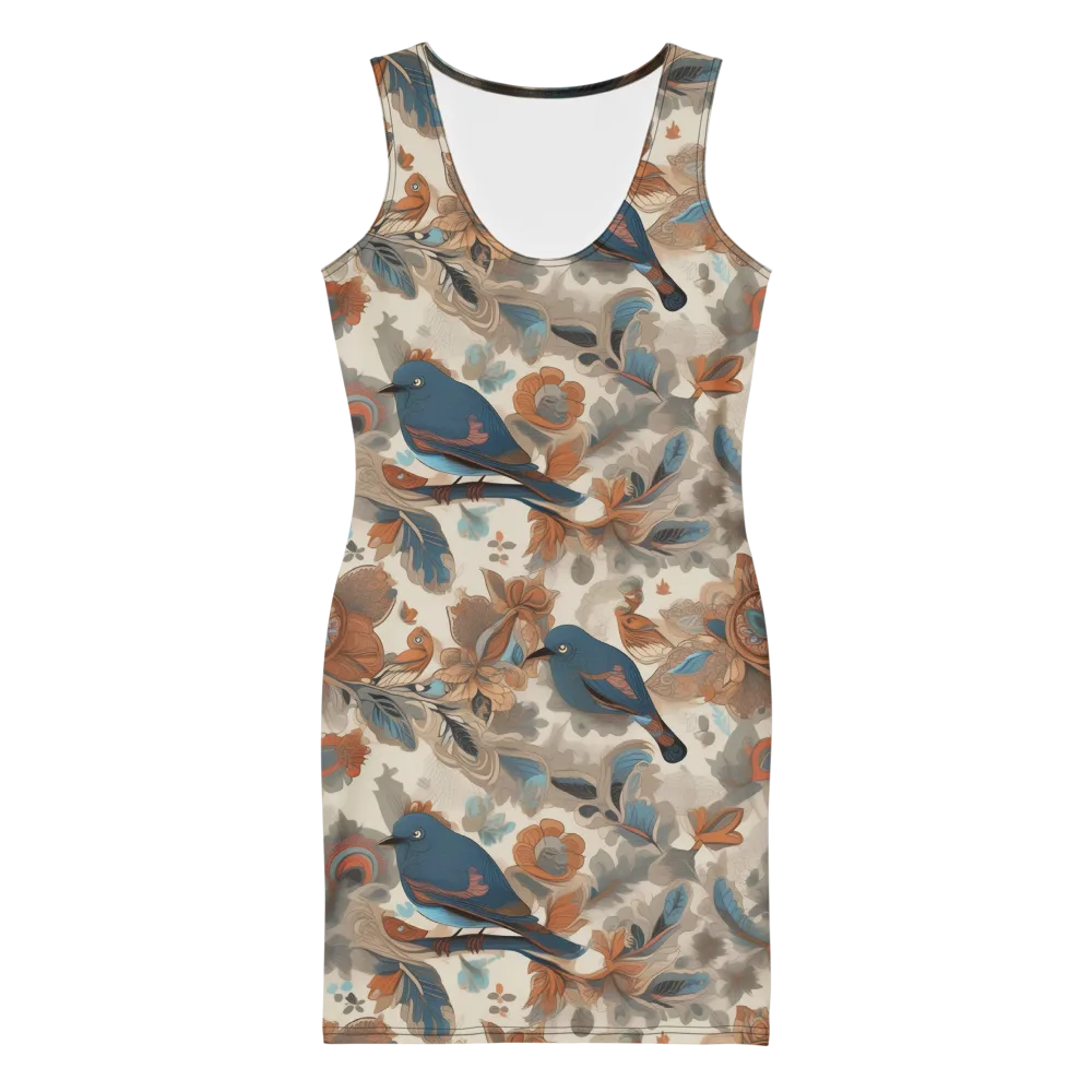 Cobalt Aviary on Bodycon Dress — Front