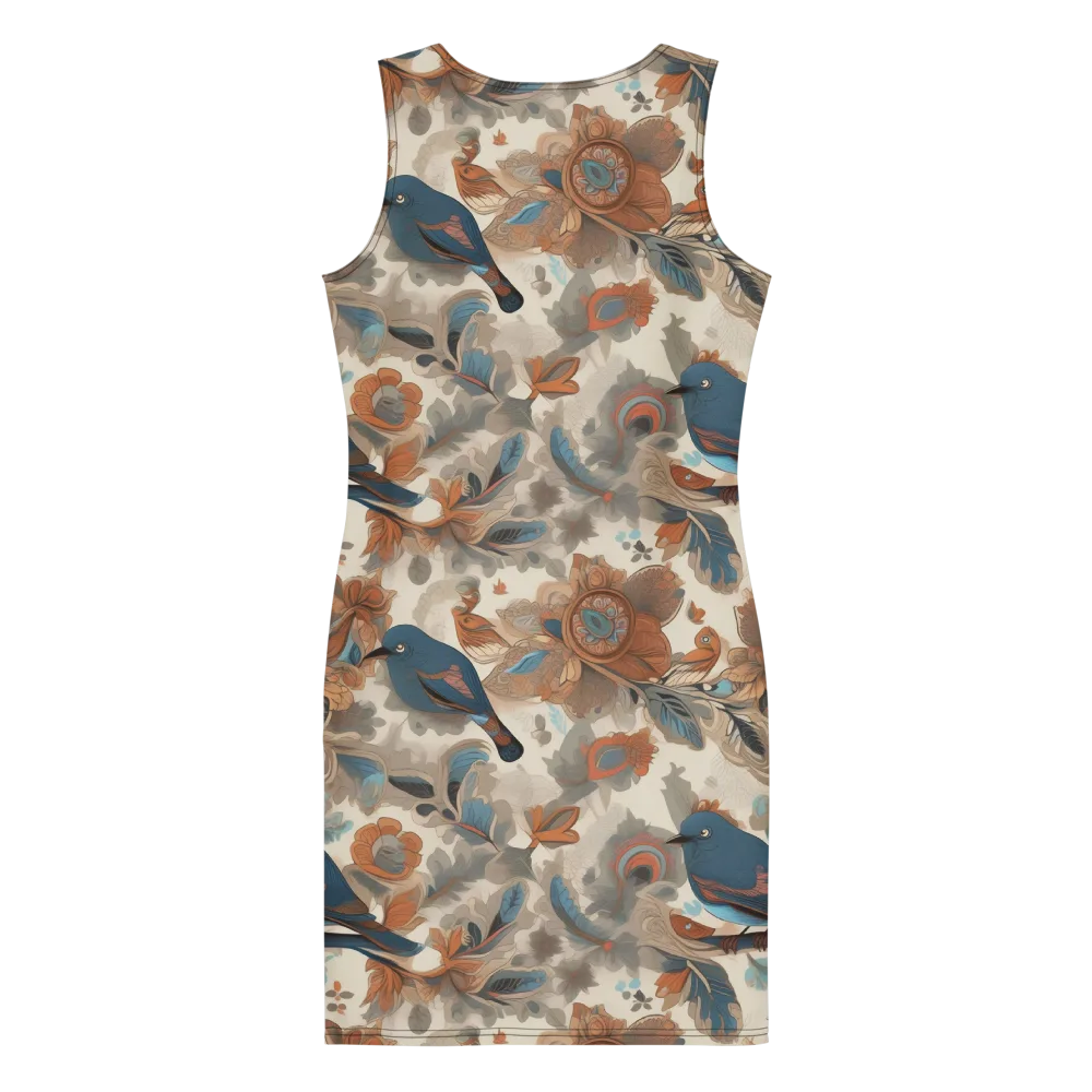 Cobalt Aviary on Bodycon Dress — Back