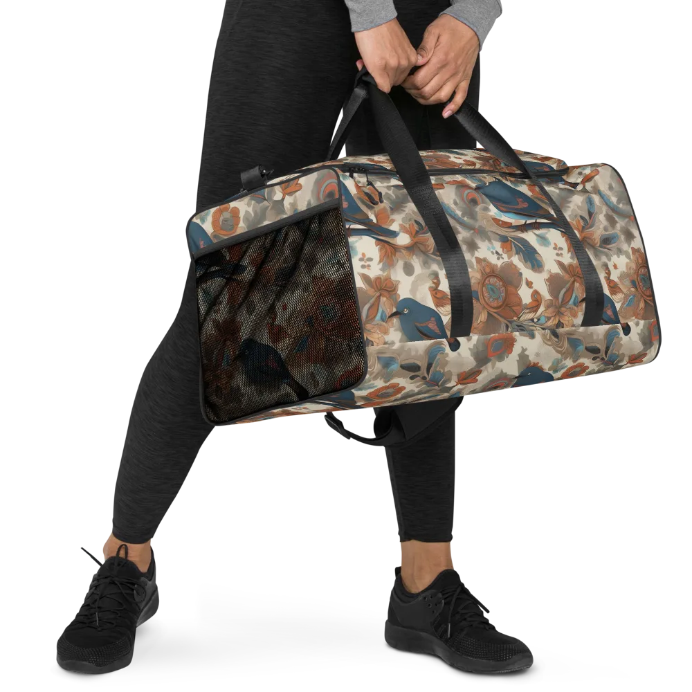 Cobalt Aviary on Duffle Bag — Right Front