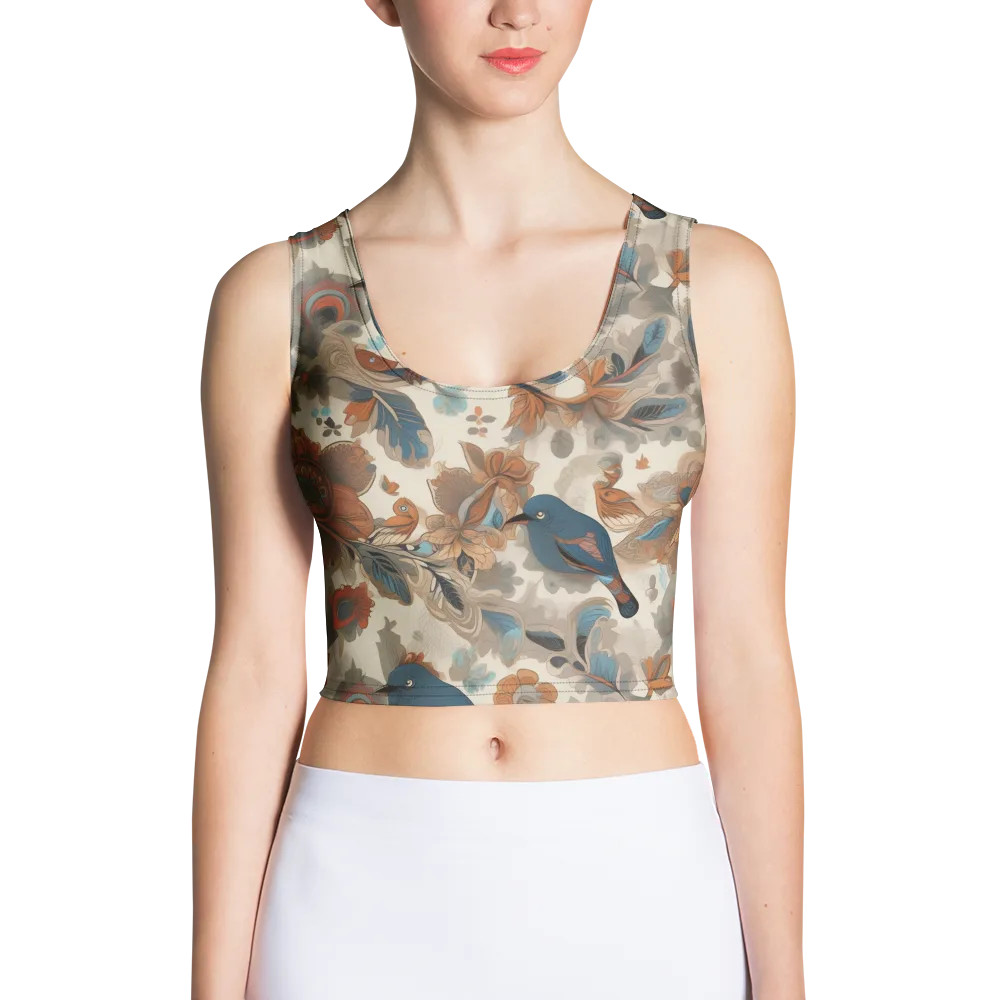 Cobalt Aviary on Crop Top — Front