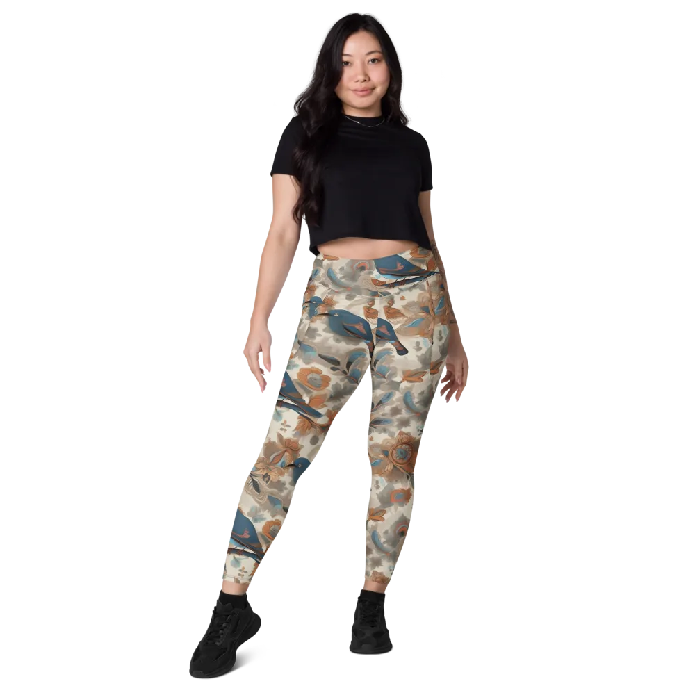 Cobalt Aviary on Leggings with Pockets — Front