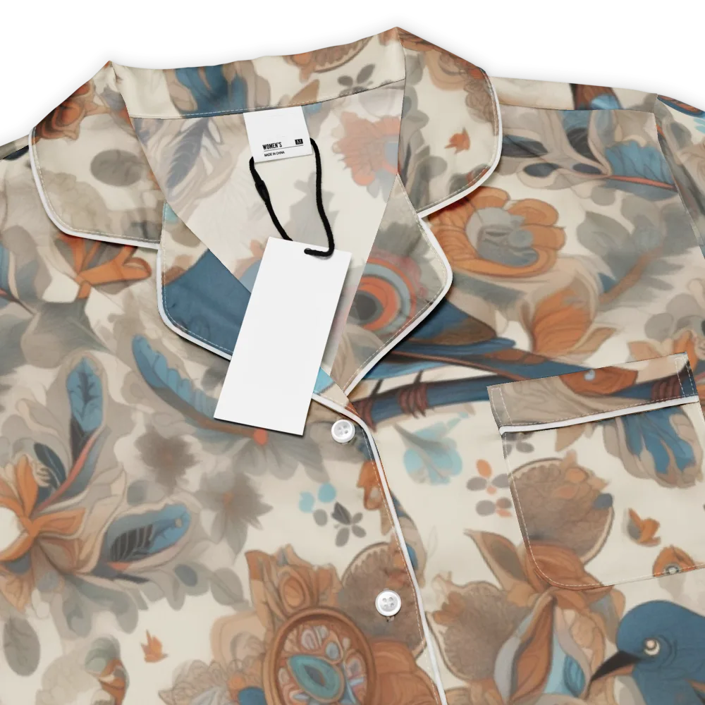 Cobalt Aviary on Women's Short Sleeve Pajama Top — Product details