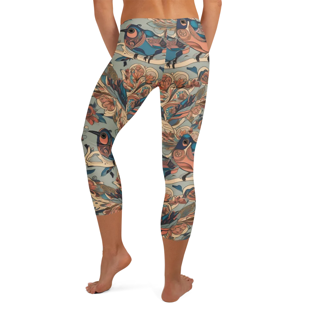 Avian Reverie on Capri Leggings — Back