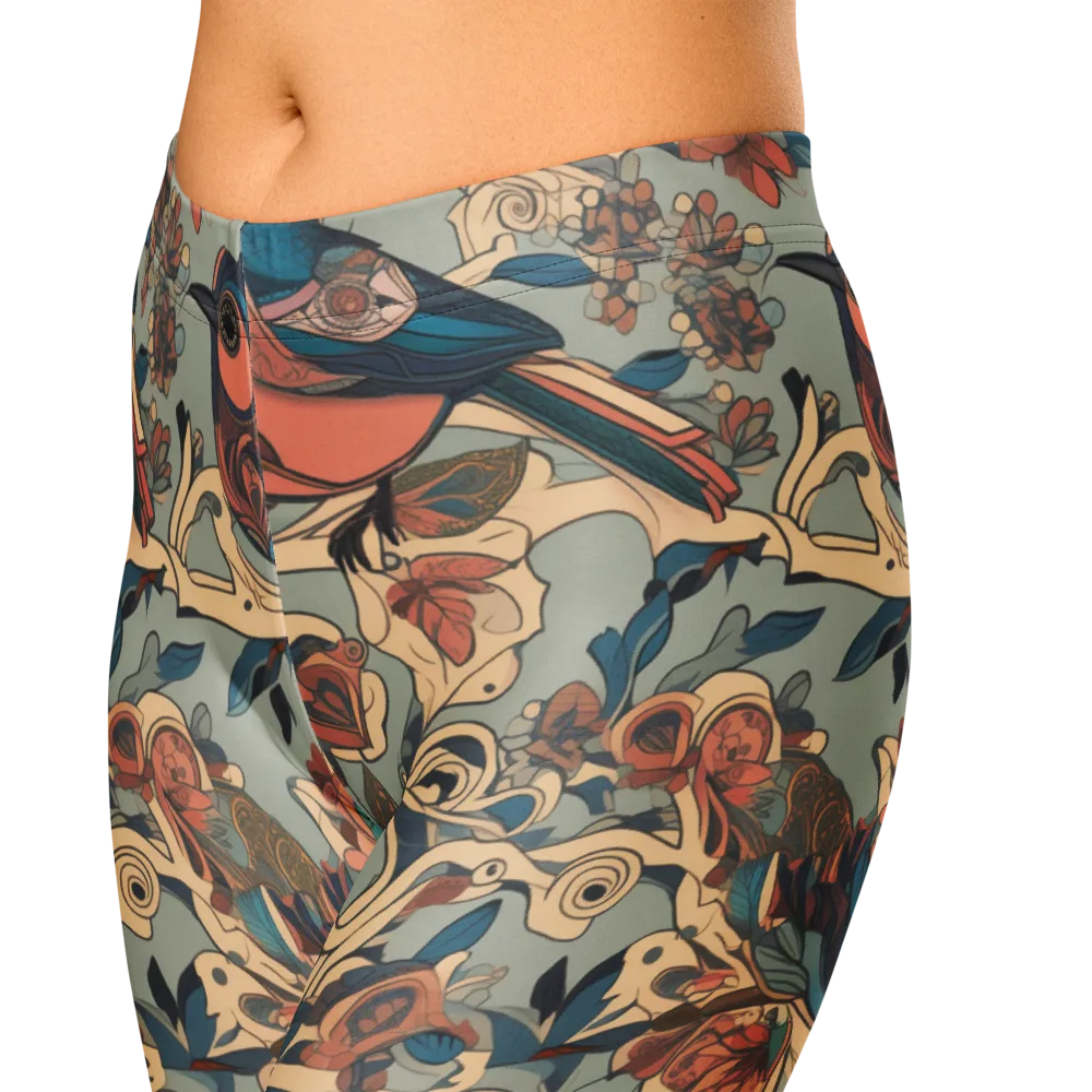 Avian Reverie on Capri Leggings — Zoomed-in