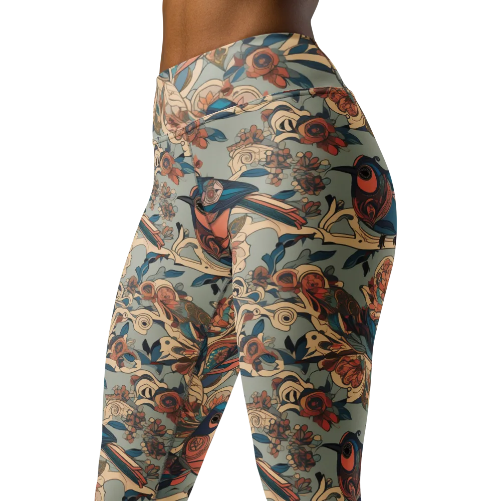 Avian Reverie on Yoga Leggings — Left Front