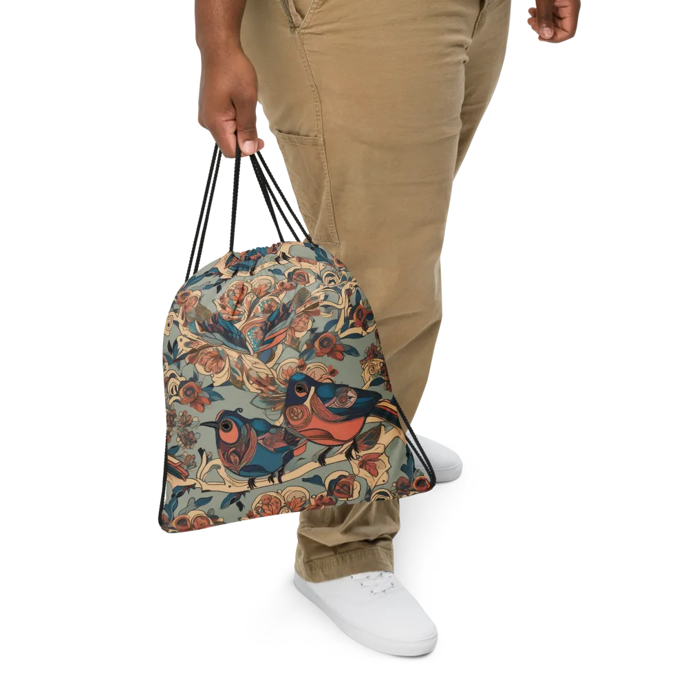 Avian Reverie on Drawstring Bag — Front
