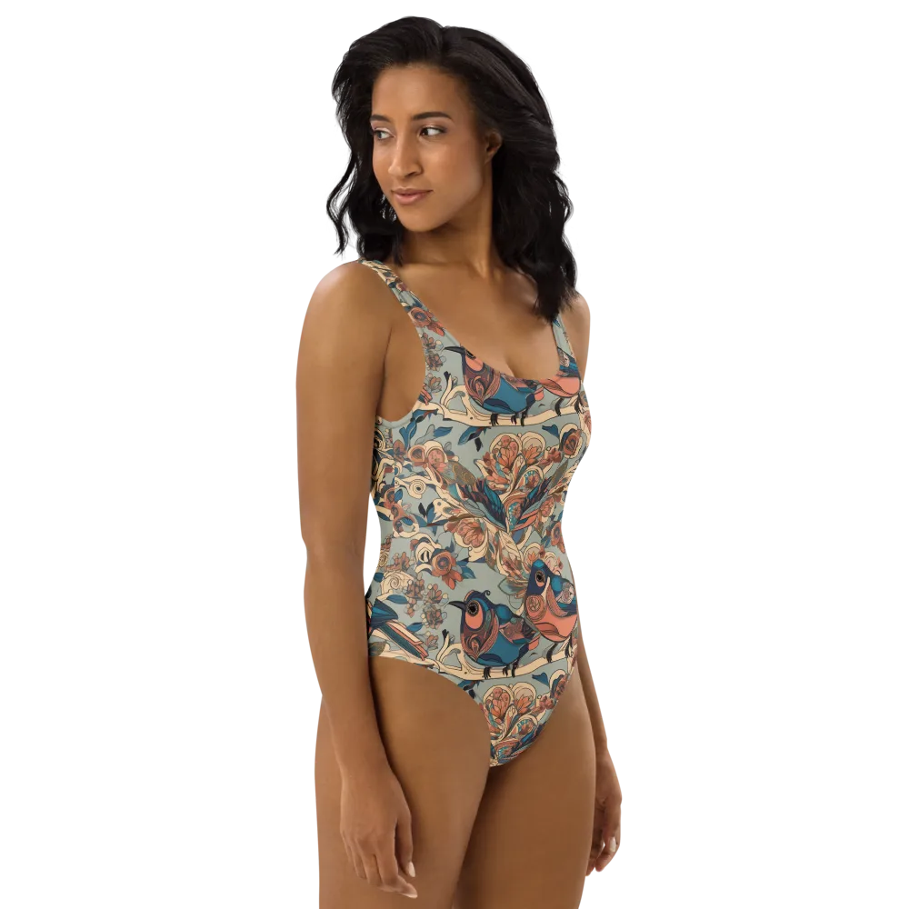 Avian Reverie on One-Piece Swimsuit — Right