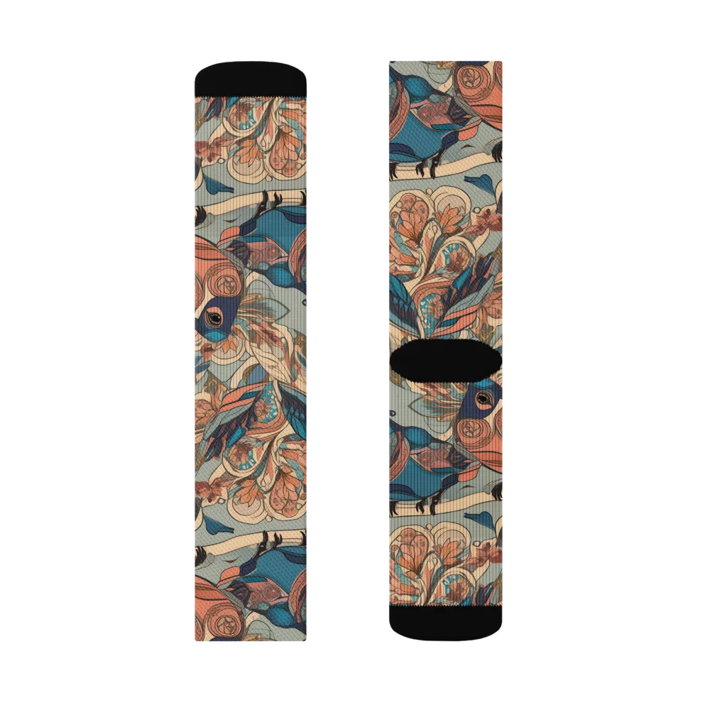 Avian Reverie on Socks — Left Sock