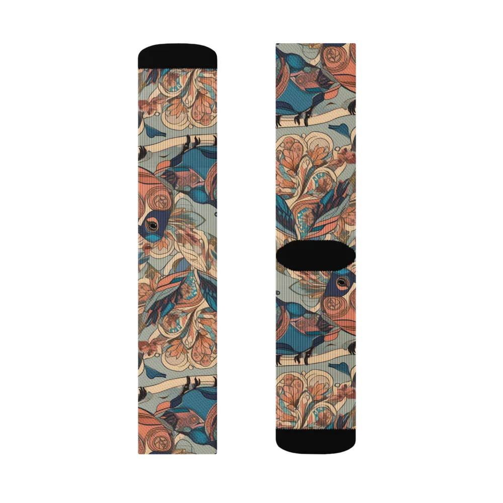 Avian Reverie on Socks — Right Sock