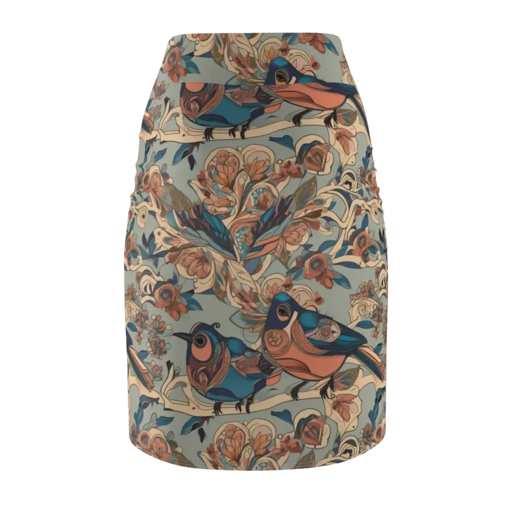 Avian Reverie on Pencil Skirt — Back