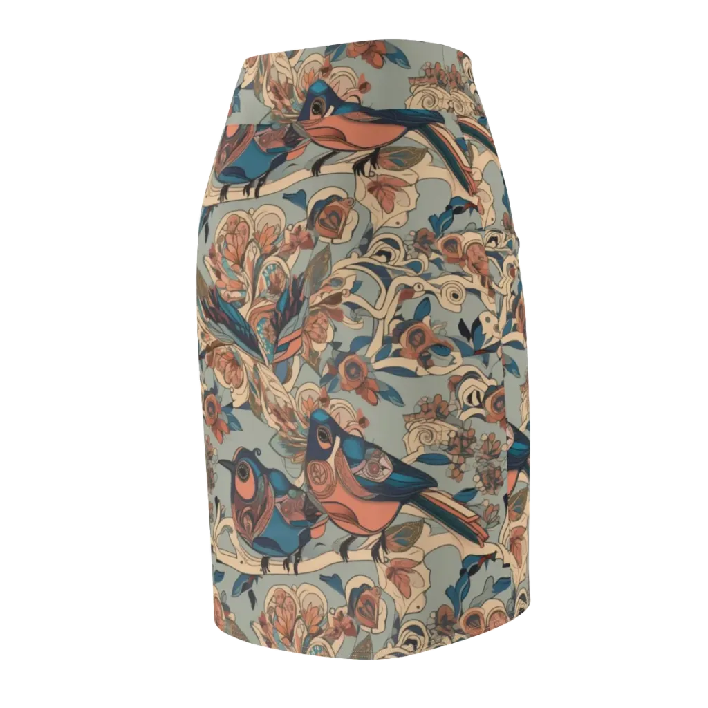 Avian Reverie on Pencil Skirt — Back Side