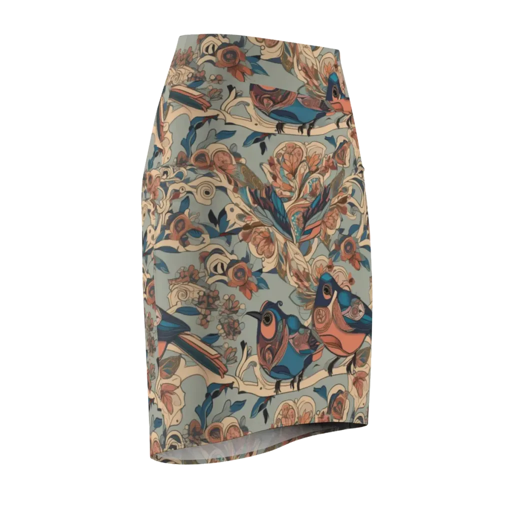 Avian Reverie on Pencil Skirt — Front Side