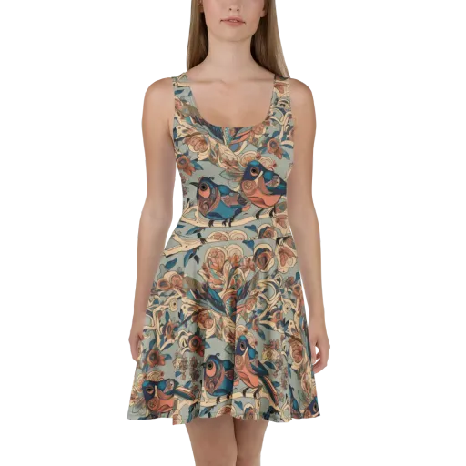 Avian Reverie on a Skater Dress