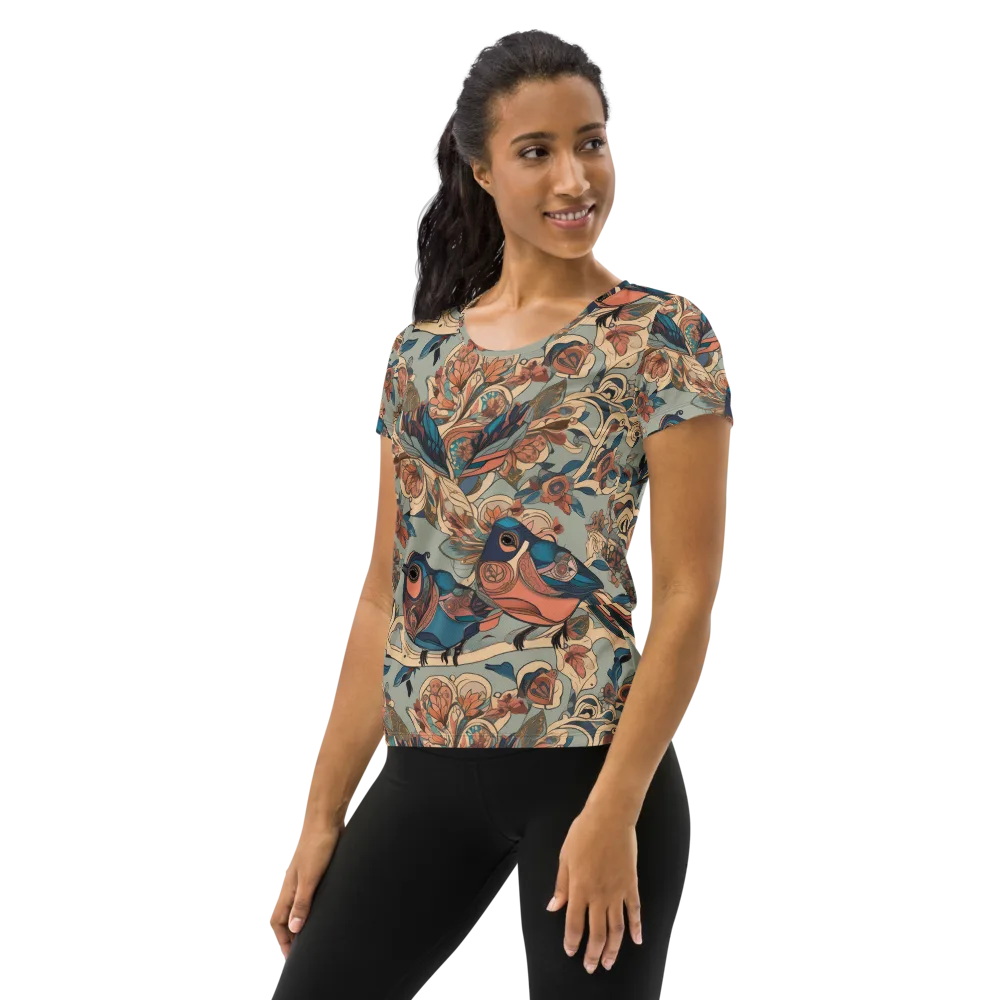 Avian Reverie on Women's Athletic T-Shirt — Left