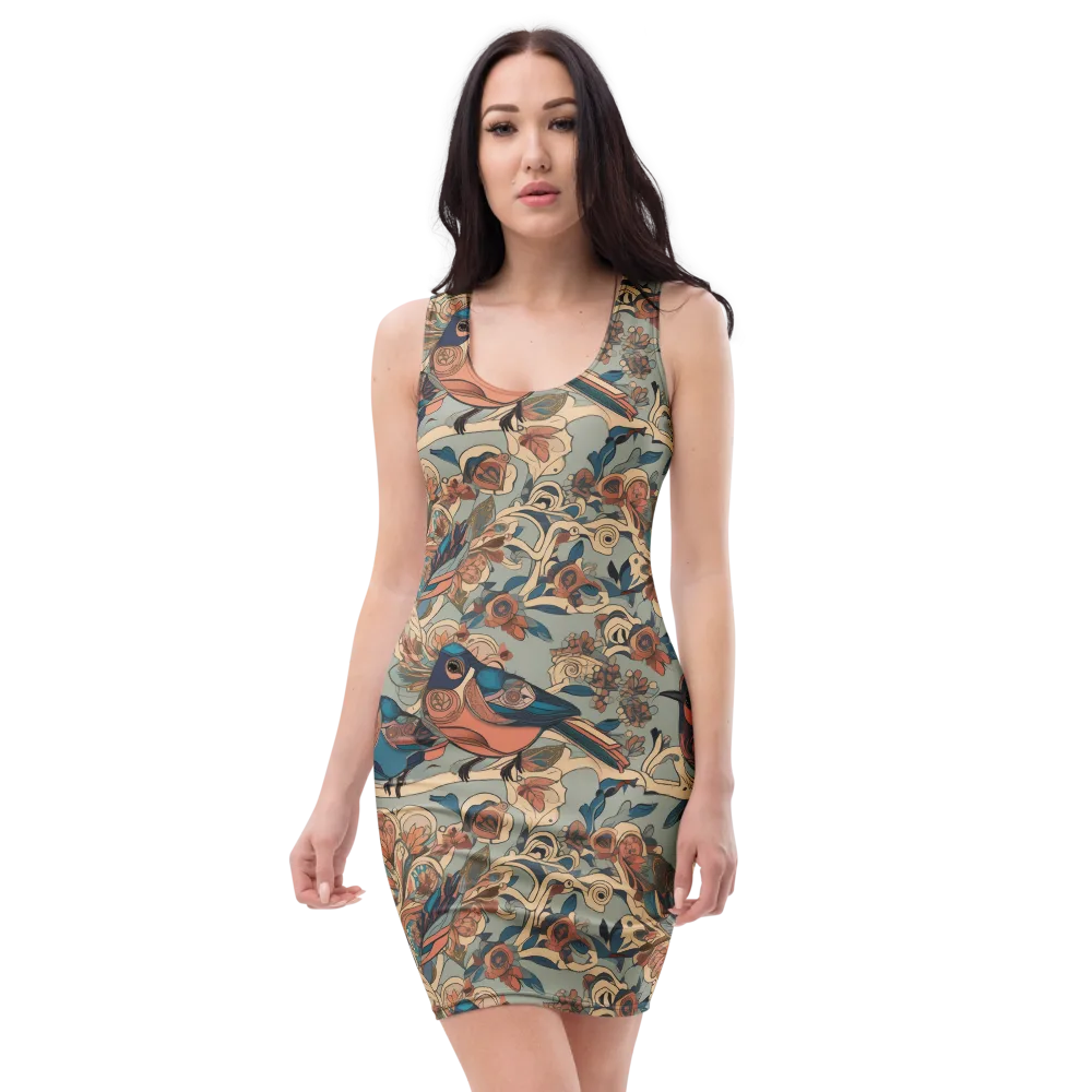 Avian Reverie on Bodycon Dress — Front