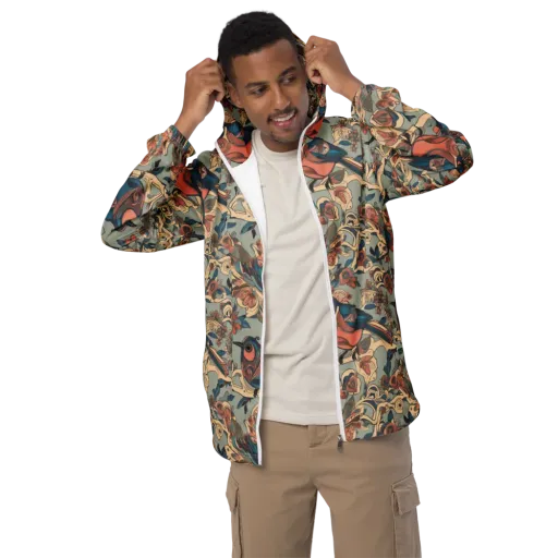 Avian Reverie on a Men's Windbreaker