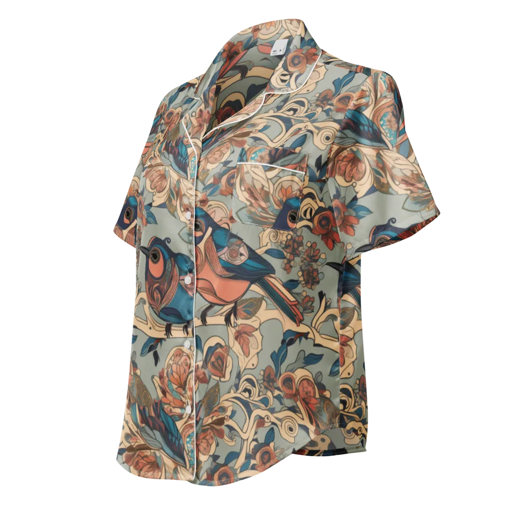 Avian Reverie on Women's Short Sleeve Pajama Top — Left Front