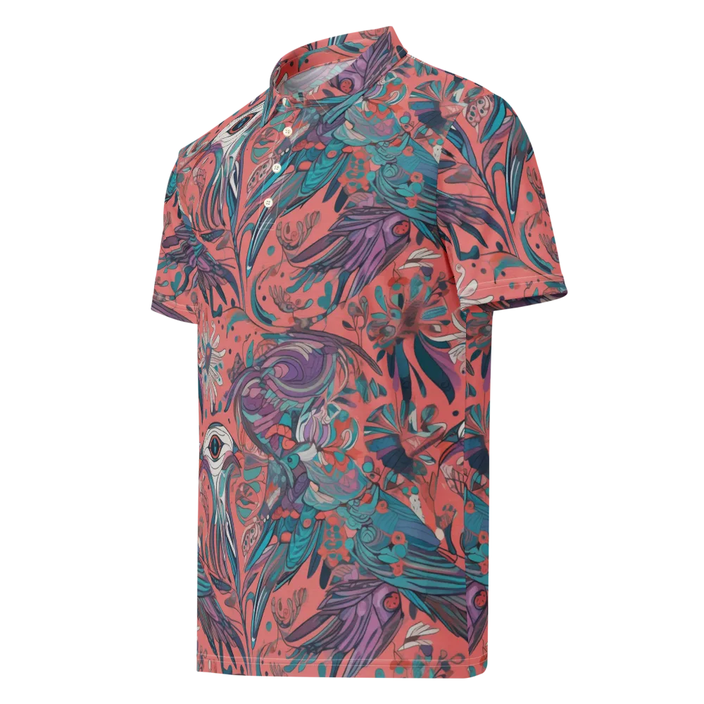 Coral Aviary on Men's Slim Fit Polo Shirt — Left Front
