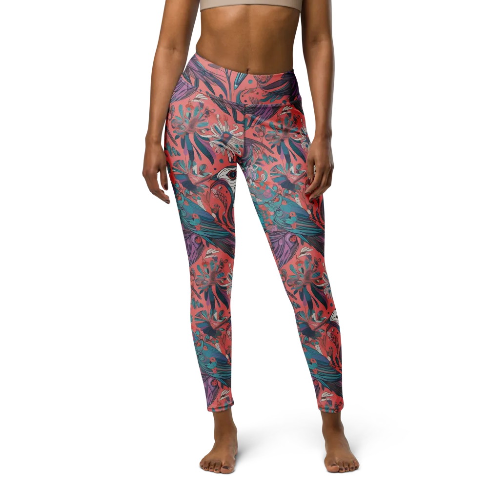 Coral Aviary on Yoga Leggings — Front