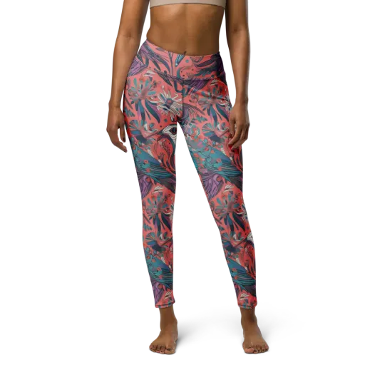 Coral Aviary on a Yoga Leggings