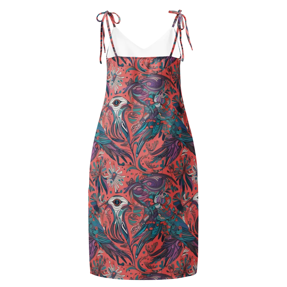 Coral Aviary on Slip Dress — Back