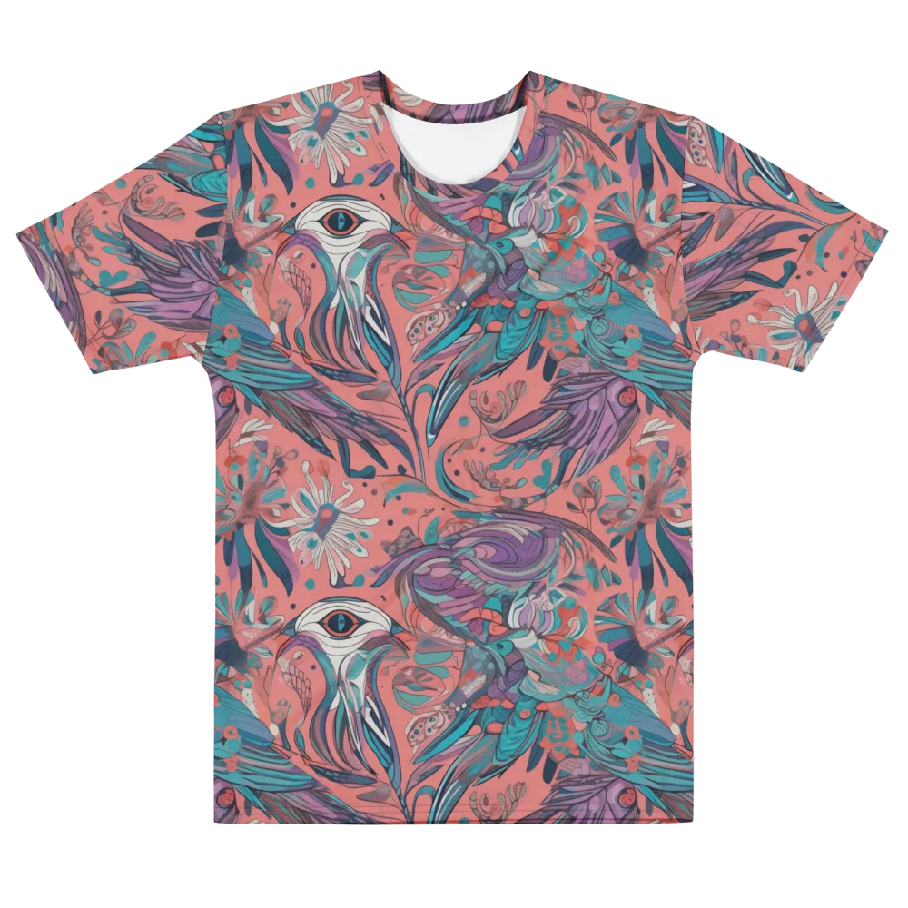 Coral Aviary on Men's Cotton Crew Neck T-Shirt — Front