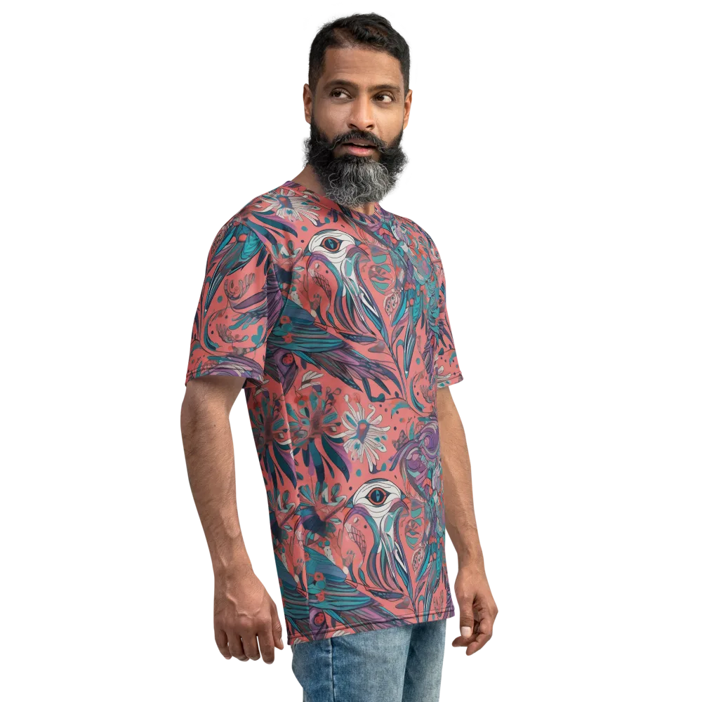 Coral Aviary on Men's Crew Neck T-Shirt — Right