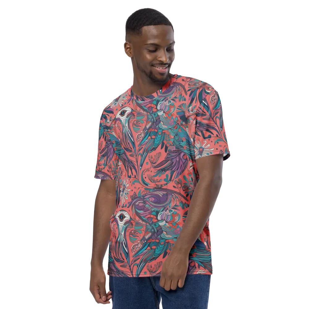 Coral Aviary on Men's Crew Neck T-Shirt — Left