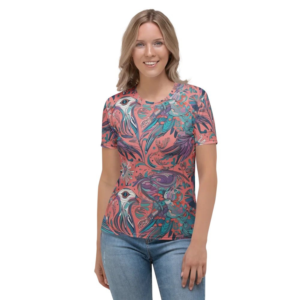 Coral Aviary on Women's Crew Neck T-Shirt — Front