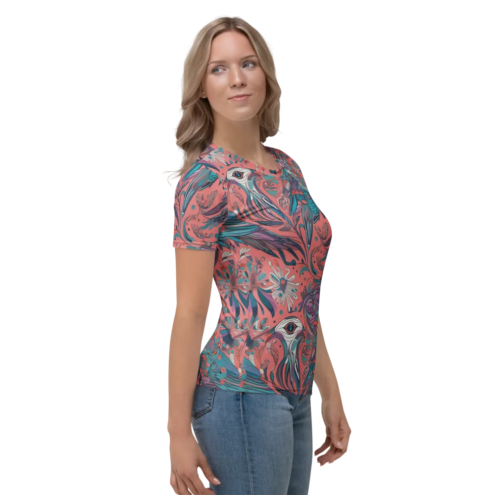 Coral Aviary on Women's Crew Neck T-Shirt — Right