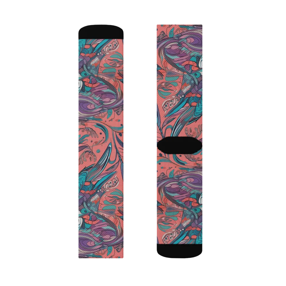 Coral Aviary on Socks — Right Sock