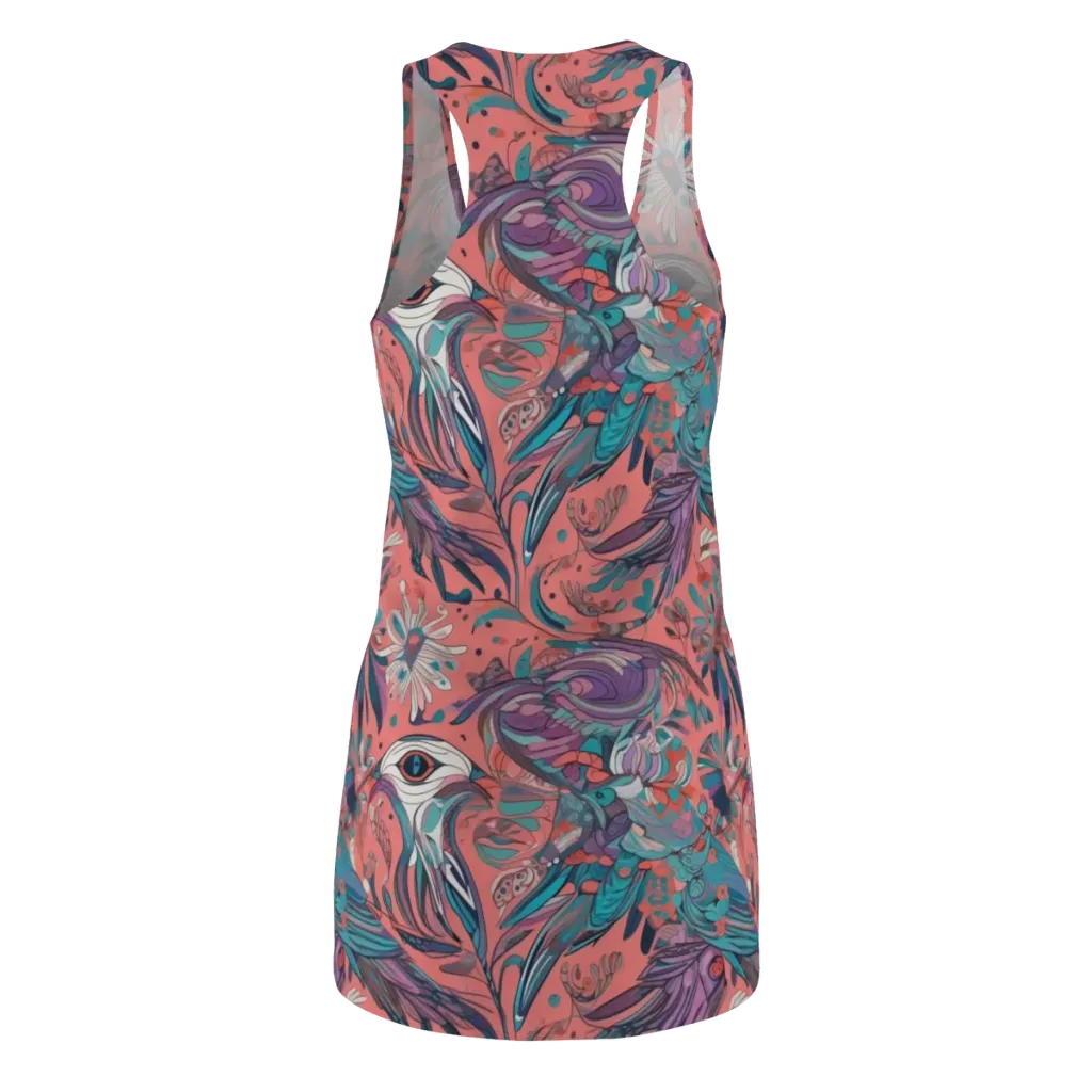 Coral Aviary on Racerback Dress — Back