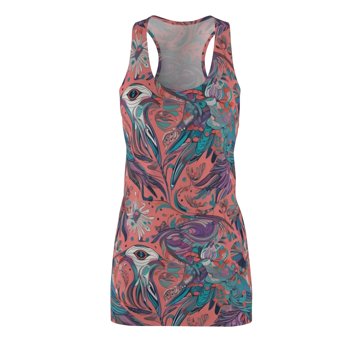 Coral Aviary on Racerback Dress — Front