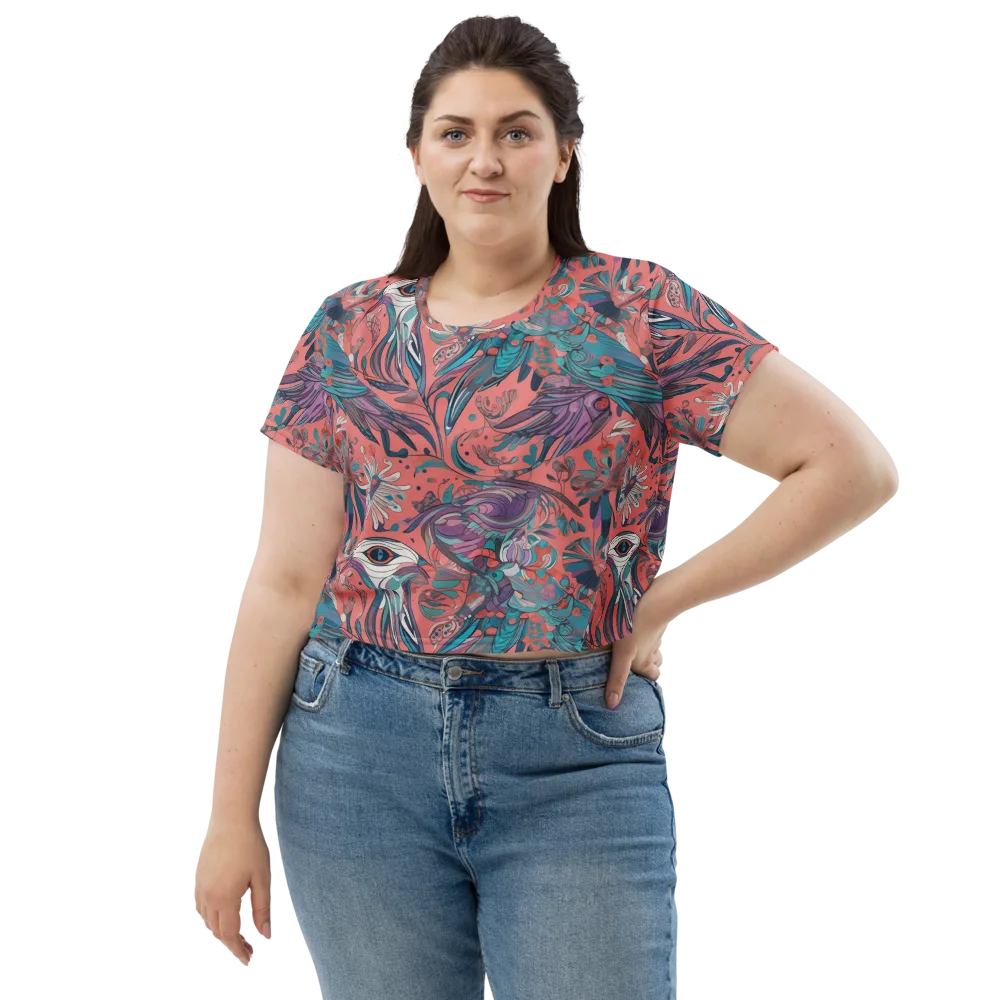 Coral Aviary on Crop Tee — Front