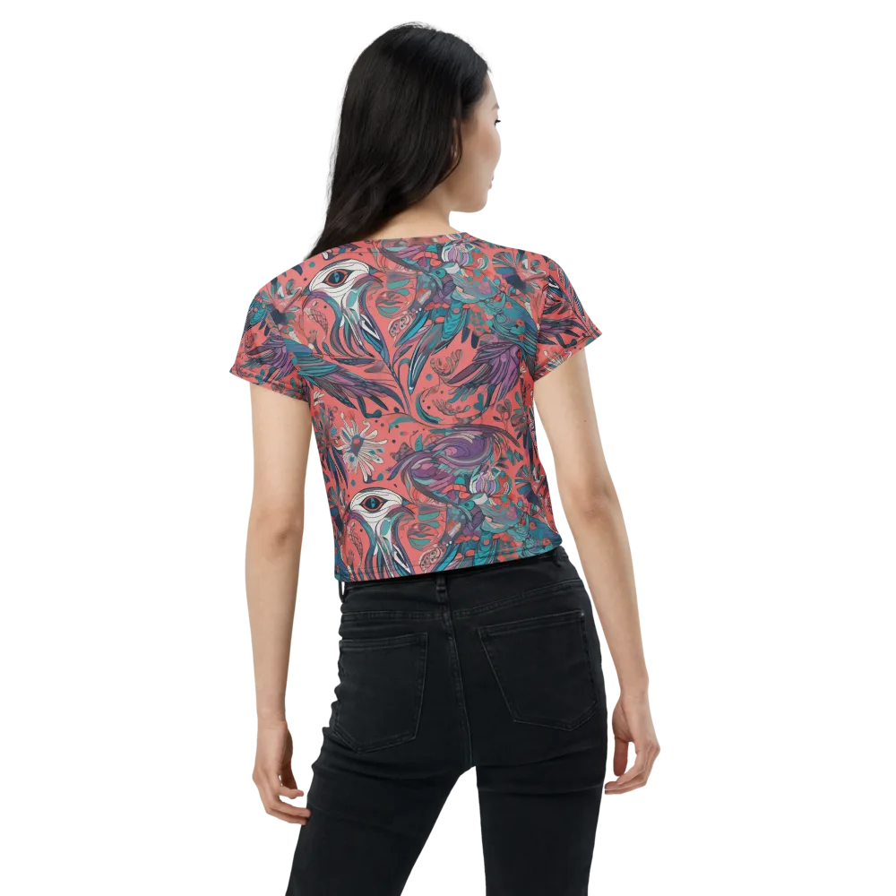 Coral Aviary on Crop Tee — Back
