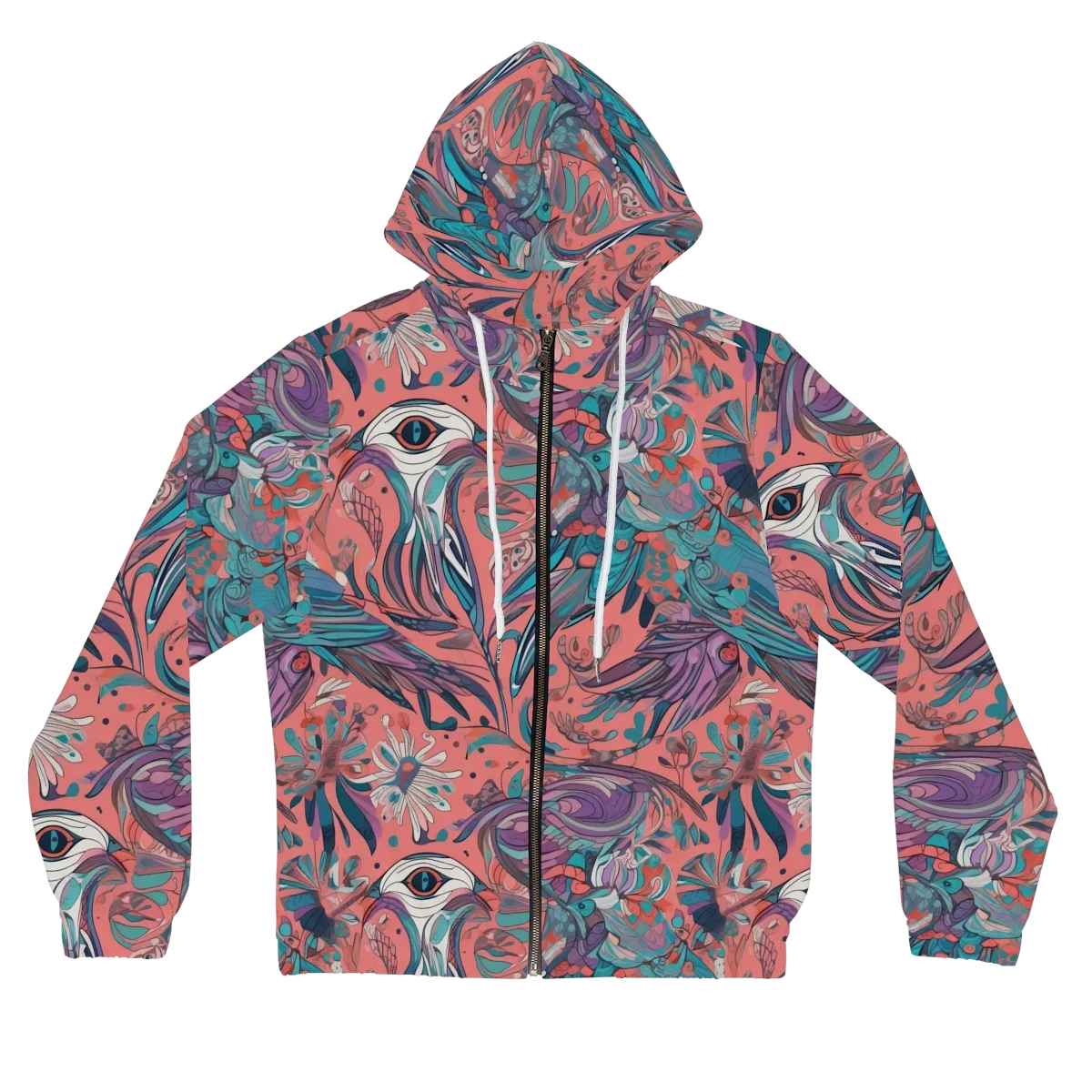 Coral Aviary on Women's Full-Zip Hoodie — Front