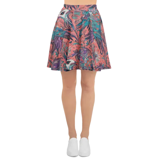 Coral Aviary on a Skater Skirt