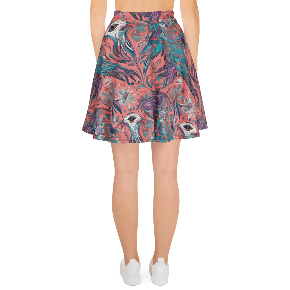 Coral Aviary on Skater Skirt — Back