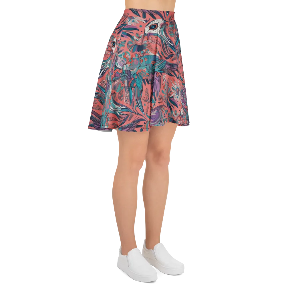 Coral Aviary on Skater Skirt — Right