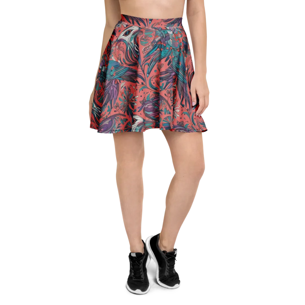 Coral Aviary on Skater Skirt — Front
