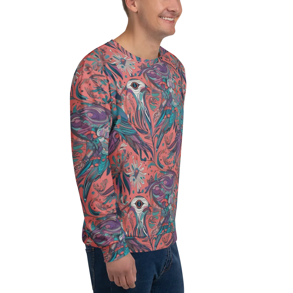 Coral Aviary on Sweatshirt — Right Front