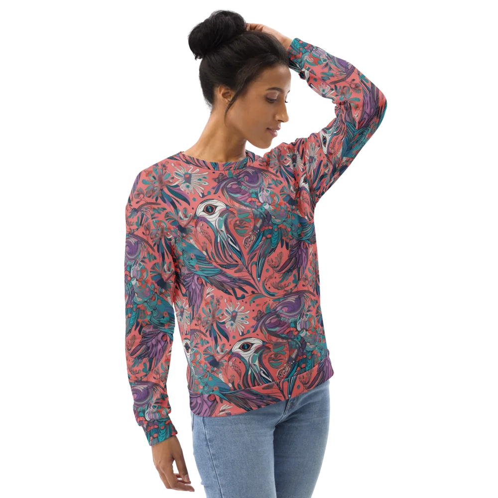 Coral Aviary on Sweatshirt — Right Front
