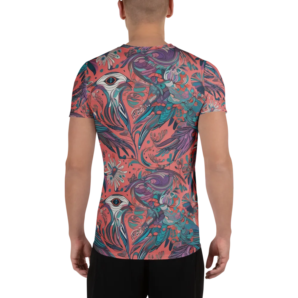 Coral Aviary on Men's Athletic T-Shirt — Back