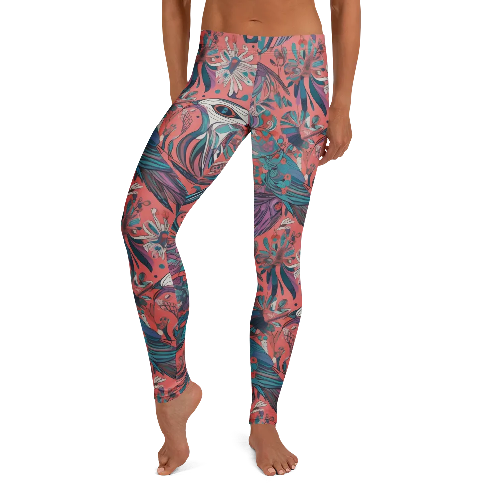 Coral Aviary on Leggings — Front